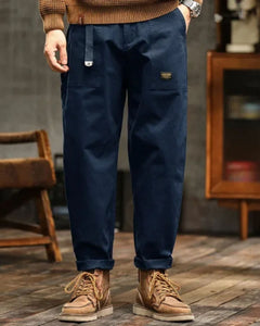 Men's Cargo Trousers | Cotton Relaxed Straight-Leg Tailored Fit for Everyday Wear, Smart Casual Wear & Office Wear in Blue