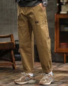 Men's Cargo Trousers | Cotton Relaxed Straight-Leg Tailored Fit for Everyday Wear, Smart Casual Wear & Office Wear in Khaki