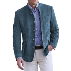 Men's Front-Panel Jacket | Long-Sleeve Structured Fit for Autumn & Winter Wear, Cold Weather Layering & Everyday Wear in Blue