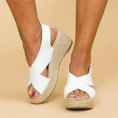 Women's Orthopaedic Sandals | Lightweight Cushioned Adjustable-Fit Wedge-Sole Comfort Fit for Summer Wear & Holiday Wear in Weiß