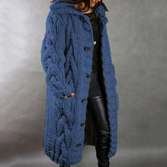 Women's Oversized Cable-Knit Cardigan | Relaxed Fit for Cold Weather Layering, Everyday Wear & Smart Casual Wear in Blue