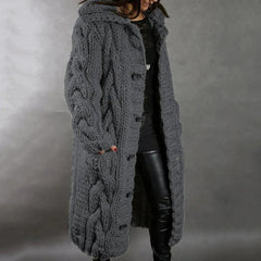 Women's Oversized Cable-Knit Cardigan | Relaxed Fit for Cold Weather Layering, Everyday Wear & Smart Casual Wear in Silver Grey