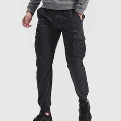 Men's Streamlined Modern Cargo Trousers | Slim-Fit Multi-Pocket Tailored Fit for Everyday Wear & Smart Casual Wear in Black