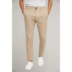 Men's Tailored Slim-Leg Trousers | Button-Zip Side-Pocket Sleek Versatile Slim Fit for Office Wear & Smart Casual Wear in Light Brown