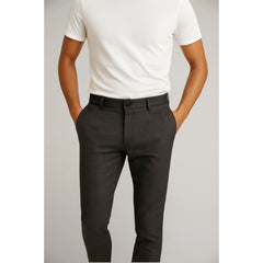 Men's Tailored Slim-Leg Trousers | Button-Zip Side-Pocket Sleek Versatile Slim Fit for Office Wear & Smart Casual Wear in Dark Grey