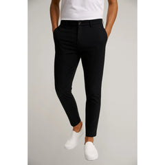 Men's Tailored Slim-Leg Trousers | Button-Zip Side-Pocket Sleek Versatile Slim Fit for Office Wear & Smart Casual Wear in Black