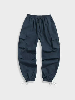 Men's Wide-Leg Practical Cargo Trousers | Adjustable Toggle-Cuff Relaxed Fit for Everyday Wear & Smart Casual Wear in Blue