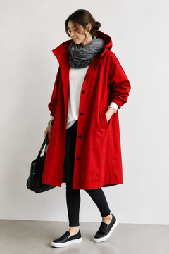 Women's Rain Cape | Lightweight & Waterproof | Breathable & Stylish | Voxeya in Red