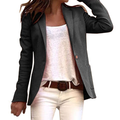 Women's Lapel-Collar Blazer | Long-Sleeve Structured Tailored Fit for Office Wear, Formal Wear & Smart Casual Wear in Black