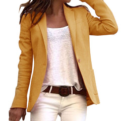 Women's Lapel-Collar Blazer | Long-Sleeve Structured Tailored Fit for Office Wear, Formal Wear & Smart Casual Wear in Yellow