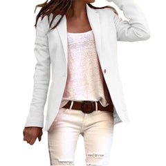 Women's Lapel-Collar Blazer | Long-Sleeve Structured Tailored Fit for Office Wear, Formal Wear & Smart Casual Wear in White