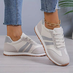 Women's Cushioned Colour-Block Trainers | Lace-Up Arch-Support Comfort Fit for Everyday Wear & Smart Casual Wear in Gray