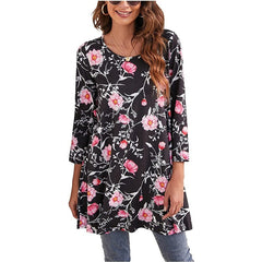 Women's Mandala Print Tunic Top | Three-Quarter-Sleeve Colourful Swing Relaxed Fit for Everyday Wear & Office Wear in A4