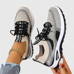 Women's Mesh Trainers | Lace-Up Orthopedic Arch-Support Multicolour Comfort Fit for Everyday Wear & Smart Casual Wear in Black