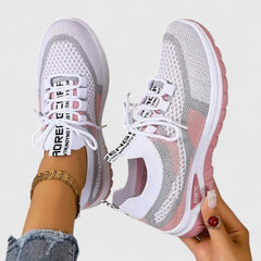 Women's Mesh Trainers | Lace-Up Orthopedic Arch-Support Multicolour Comfort Fit for Everyday Wear & Smart Casual Wear in Pink