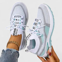 Women's Mesh Trainers | Lace-Up Orthopedic Arch-Support Multicolour Comfort Fit for Everyday Wear & Smart Casual Wear in Turquoise