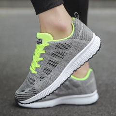Women's Knit Trainers | Breathable Shock-Absorbing-Sole Arch-Support Wide Fit for Everyday Wear & Smart Casual Wear in Green