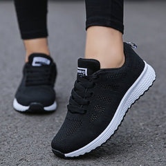 Women's Knit Trainers | Breathable Shock-Absorbing-Sole Arch-Support Wide Fit for Everyday Wear & Smart Casual Wear in Black